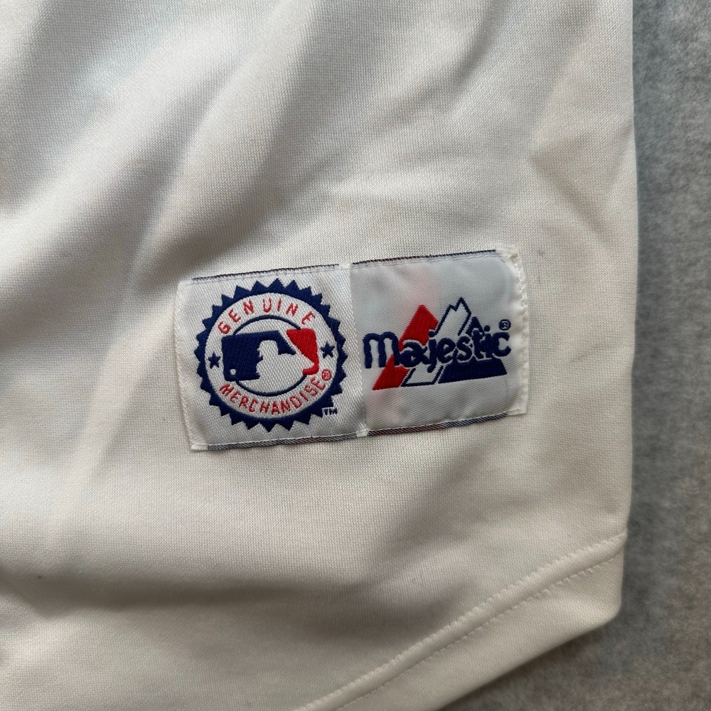 Atlanta Braves Majestic MLB Baseball Jersey White Button Front Men’s Size Large - Picture 3 of 8